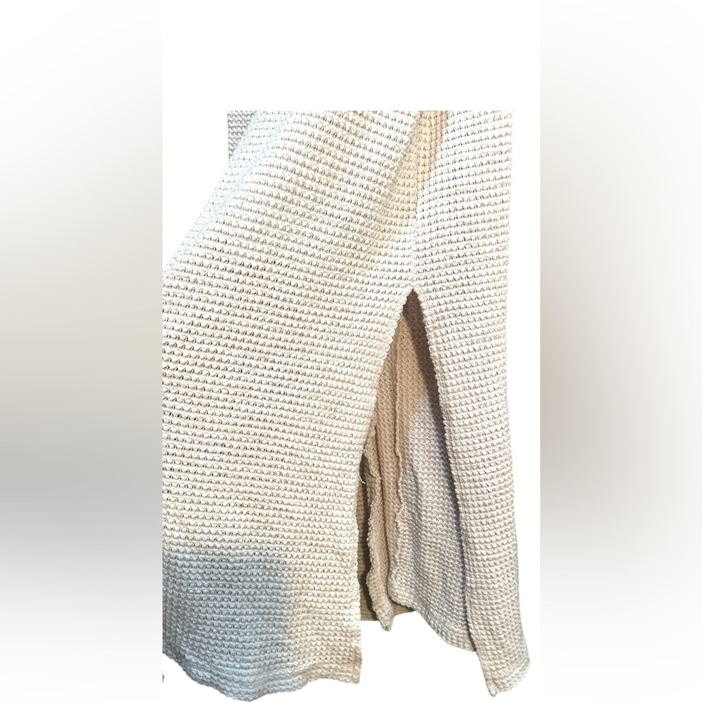 JBH* In Loom Tan Long waffle knit Cardigan Duster with Side Slits - Picture 3 of 4